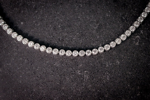 Bezel-Set Round Brilliant Cut Lab Grown Diamond Tennis Bracelet