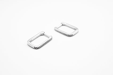 Pavé Diamond Huggies – 14k White Gold