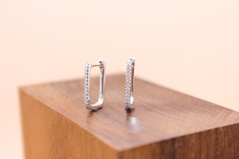 Pavé Diamond Huggies – 14k White Gold