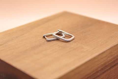 Pavé Diamond Huggies – 14k White Gold
