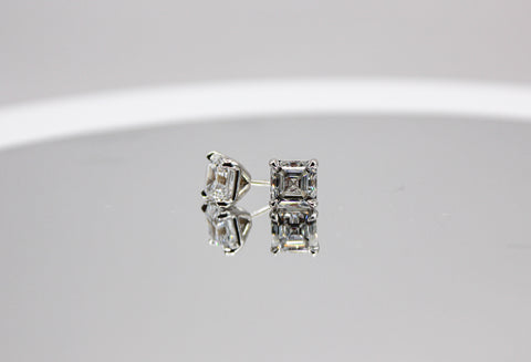 Asscher Lab Grown Diamond Studs – 18k White Gold