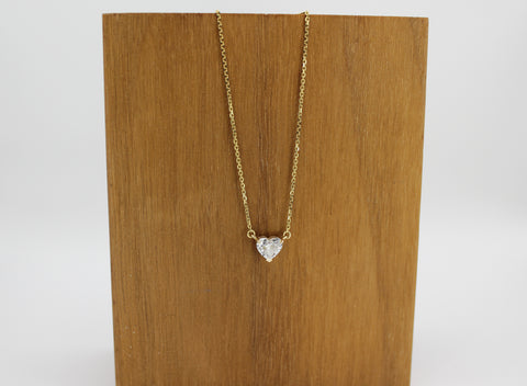 Heart Brilliant Diamond Solitaire Necklace – 14k Yellow Gold