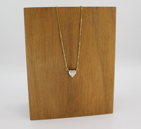 Heart Brilliant Diamond Solitaire Necklace – 14k Yellow Gold