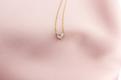 Heart Brilliant Diamond Solitaire Necklace – 14k Yellow Gold